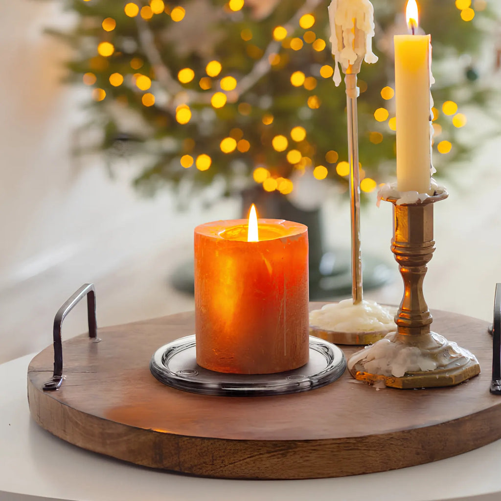 3Pcs Round Glass Holder Tray Elegant Scented Plate for Dinner Party Wedding Banquet Home Decoration Qme 12.8X12.8X1.4CM