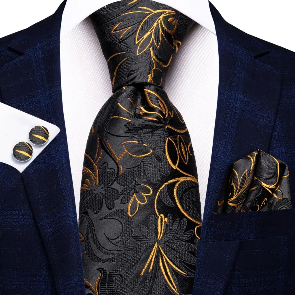 Hi-tie Men Fashion Paisley Sage Green Necktie Handkerchief Cufflinks