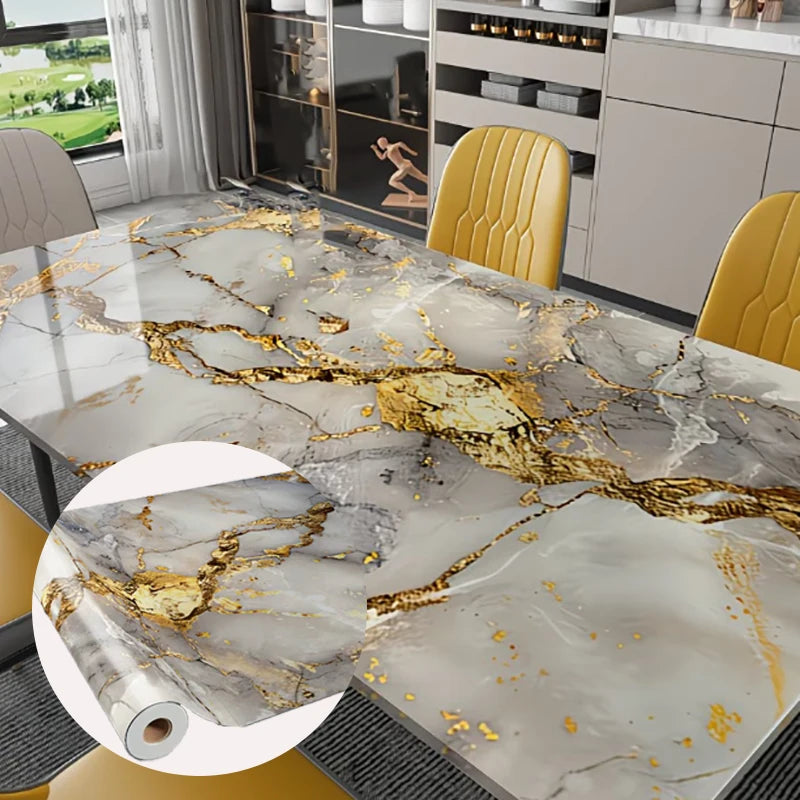 Smooth Gloss Marble Kitchen Anti Oil Wall Sticker Waterproof Heat Qme