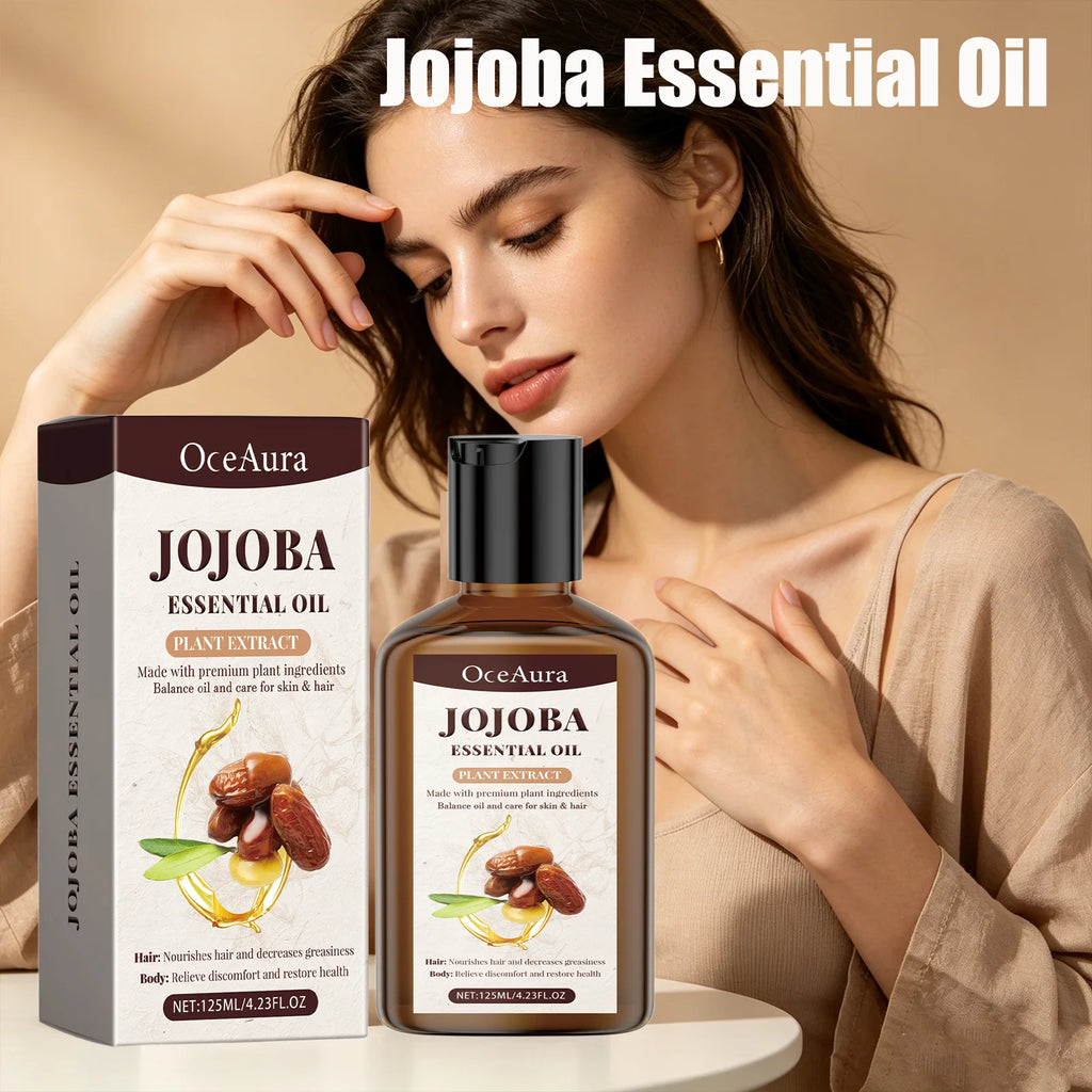 OceAura Jojoba Essential Oil for Hair & Body Deep Moisturizing Nourishing Soothing Redness Itching Relieving Hair Body Care Oil Qme