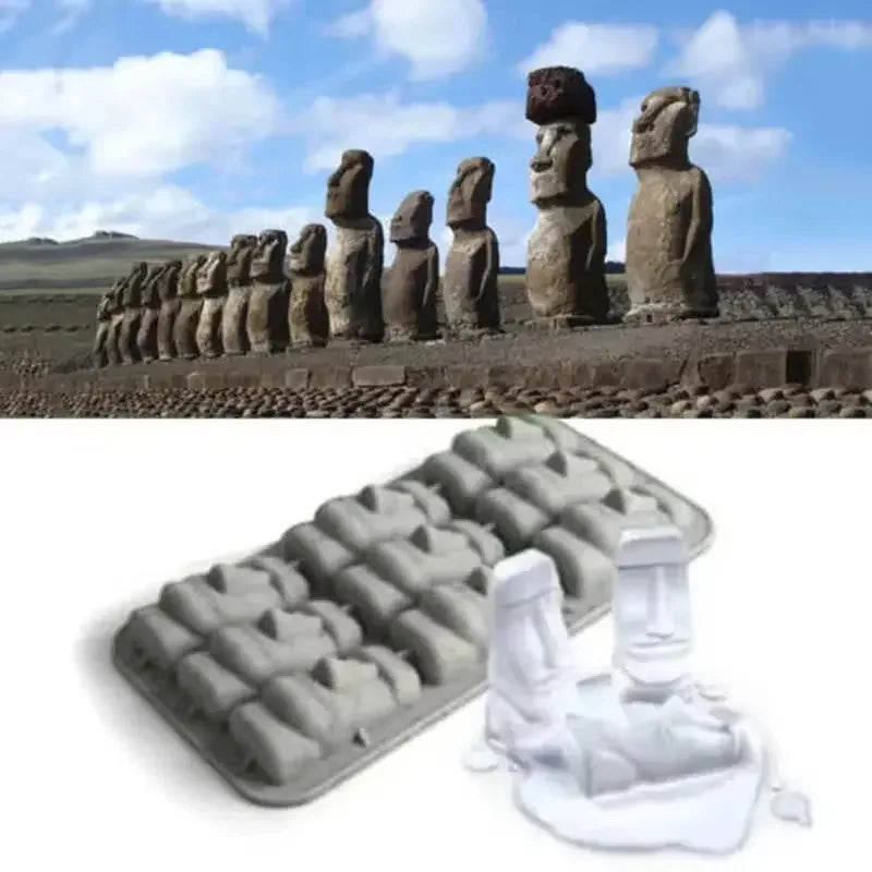 Moai Stone Face Silicone Ice Cube Mold Mini DIY Ice Tray For Whiskey Cocktail Chocolate Cake Baking Summer Kitchen Gadget Qme