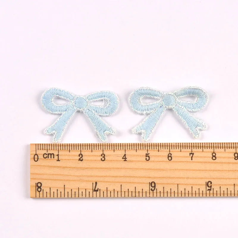 20pcs 2.6x3.6cm mixed colors Knitted bow cloth patch For Clothing Headwear Bags Decoration Sewing Accessories Patch cp4232 Qme 2