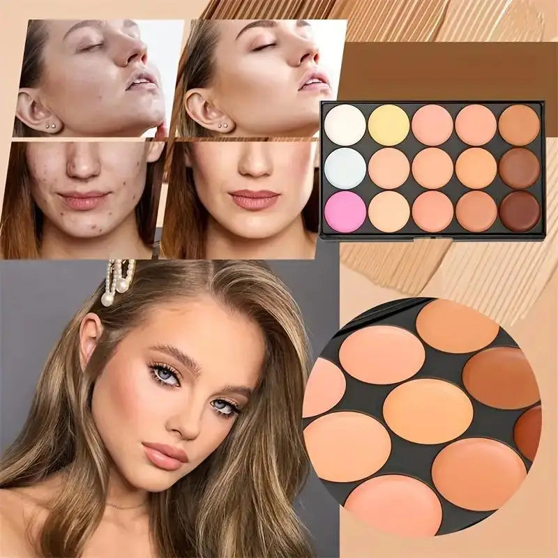15 Colors Concealer Palette Shade Bamboo Handle Makeup Brushes Face Qme