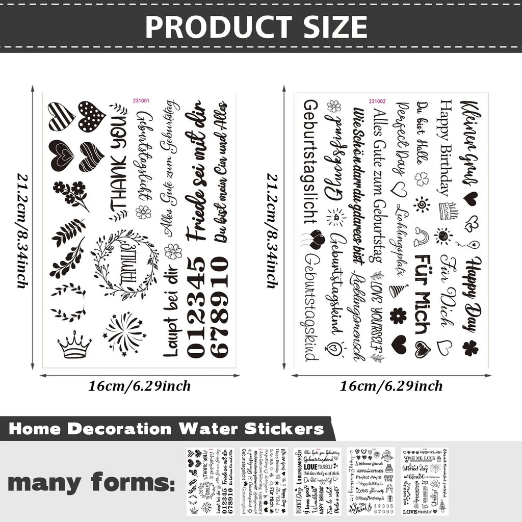 Happy Birthday Candle Stickers Self Adhesive Water Transfer Sticker Candle Cups Tattoo Diy Birthday Candle Decoration Kit Qme