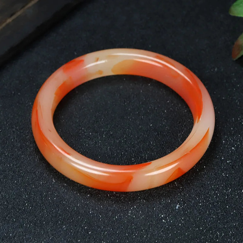 Multicolor Imitate Jade Bangle Charm Jewellery Fashion Accessories Hand-Carved Lucky Amulet Gifts for Women Her Men Qme red 58-62mm