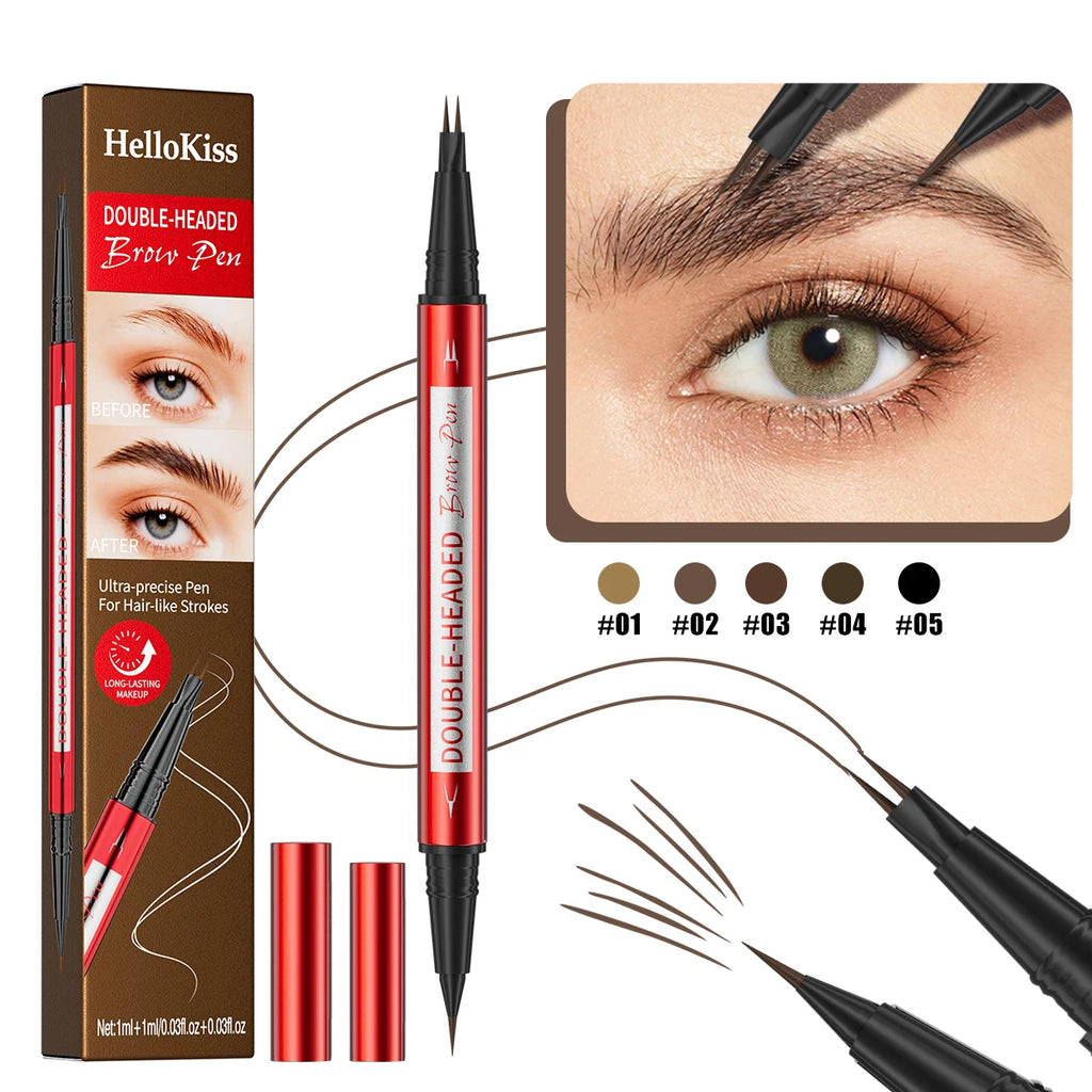 Waterproof Eyebrow Pen, Microblading Eyebrow Pencil With 2 Split Head, Natural Looking Brows Makeup ( 5 Colors ) Qme