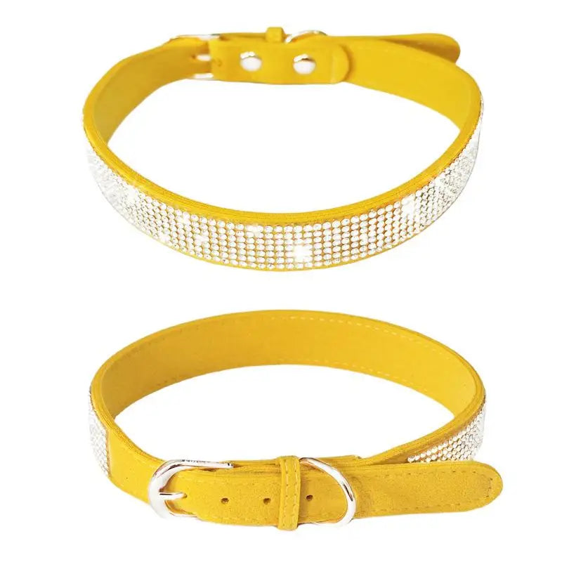 Crystal Dog Collar Comfortable Glitter Dog Collars Zinc Alloy Buckle Collar For Small Dogs Cats Qme Yellow