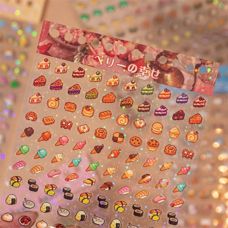 18 Sheets Cute Foods Fruit Cake Retro Decorative Sticker Book Scrapbooking Handbook Material Phone Stickers Kids Gift Qme