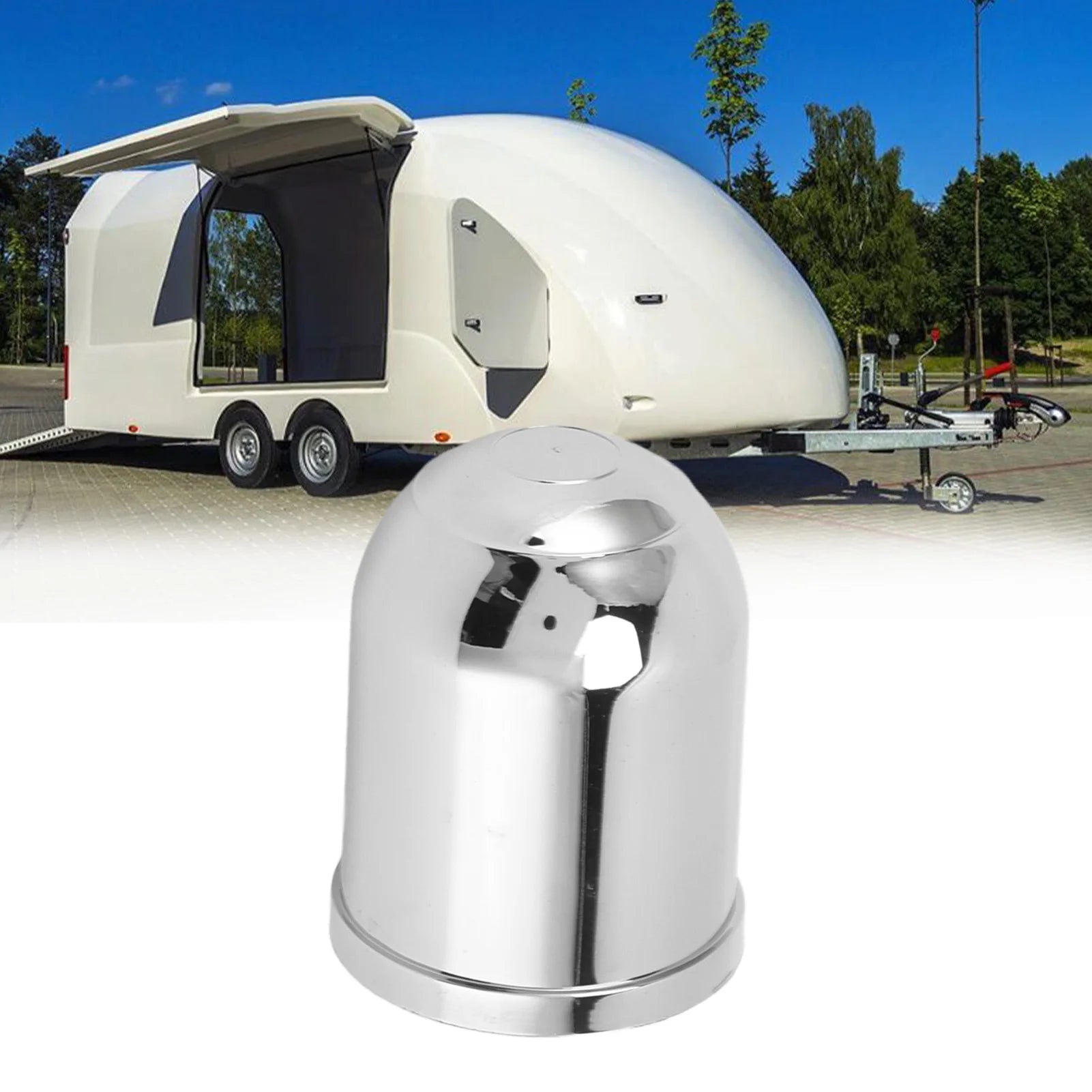 Tow Bar Ball Cover Trailer Ball Coupler Head Chrome Plated Cover ABS Plastic for 50mm 2in 1‑7/8in Hitch Balls Qme