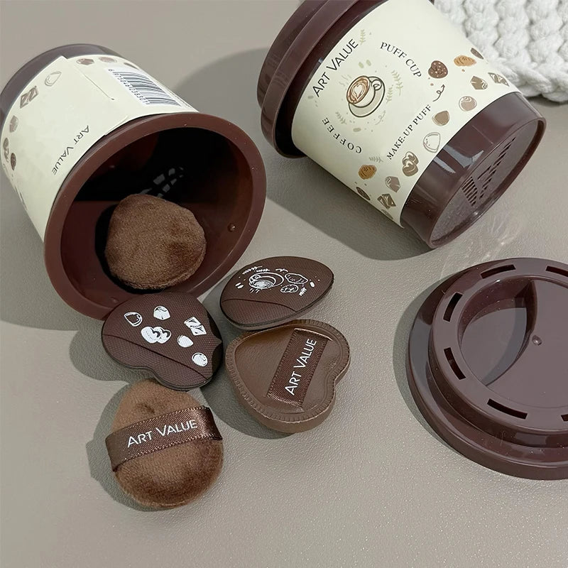 ART VALUE Mini Coffee Design For Powder Puff Cup Blush Highlighter Concealer Makeup Powder Puff Cute Thumb Powder Puff Tools Qme