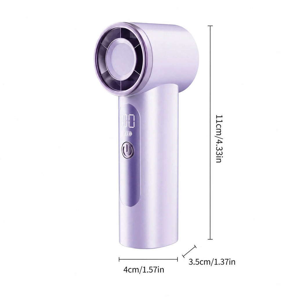 USB Rechargeable Handheld Fan with Digital Display Small Portable Fan for School Office and Outdoor Travel Picnic Sports Use Qme