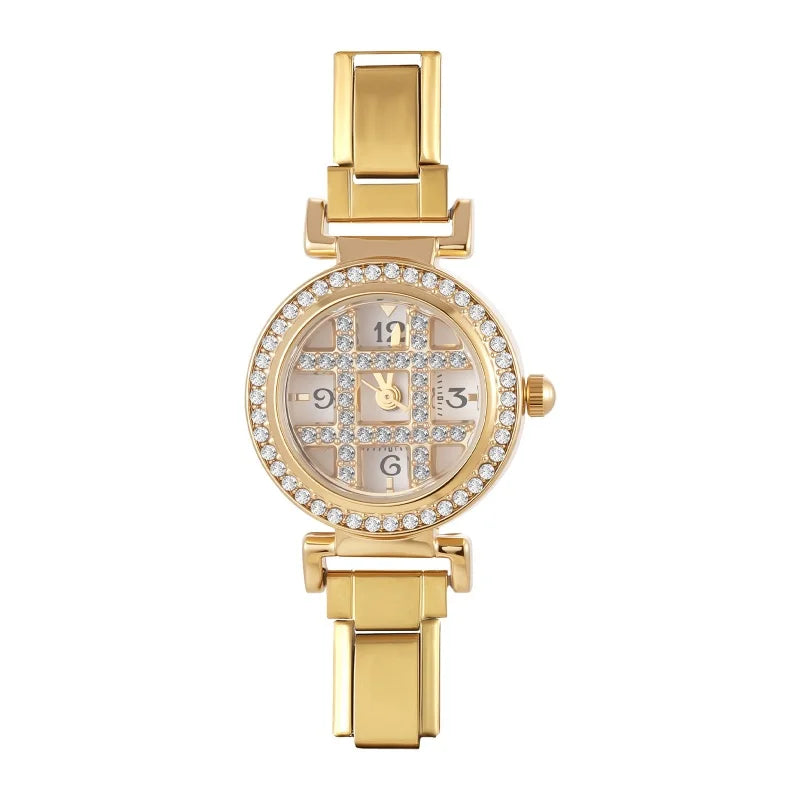 Y2K Rotating Zircon Round Shape Stainless Steel Watch Bracelet