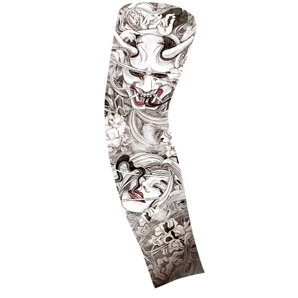 Flower Arm Pattern Flower Arm Tattoo Sleeve Breathable Thin Men Sunscreen Sleeve UV Protection Long-sleeved Ice Silk Arm Sleeve Qme style 4