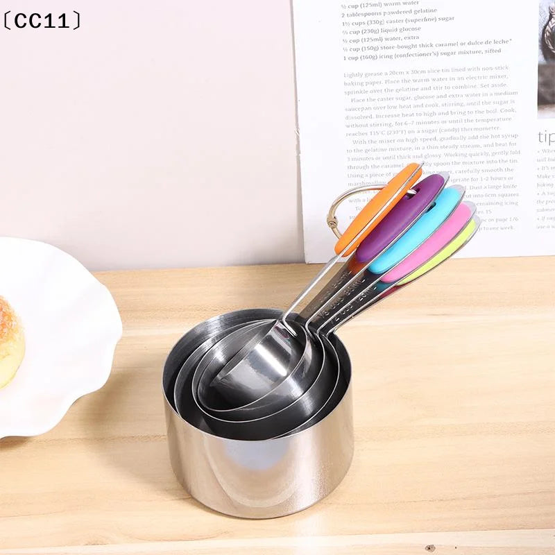 Stainless Steel Measuring Stackable Cups Kitchen Tea Coffee Baking Qme