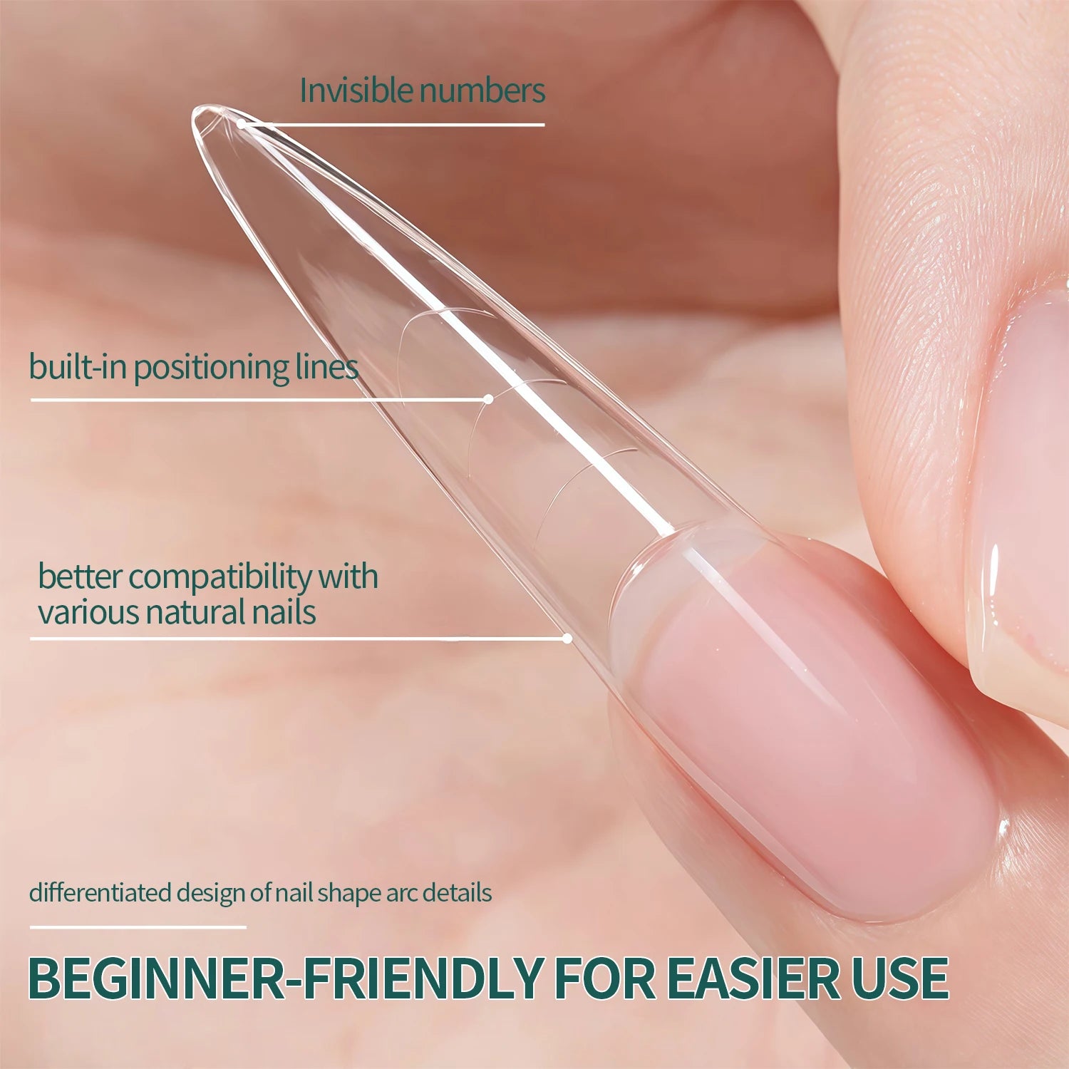 Nailpop Clear Square Sandwich Nail Dual Forms 15 French Extension Gel Qme