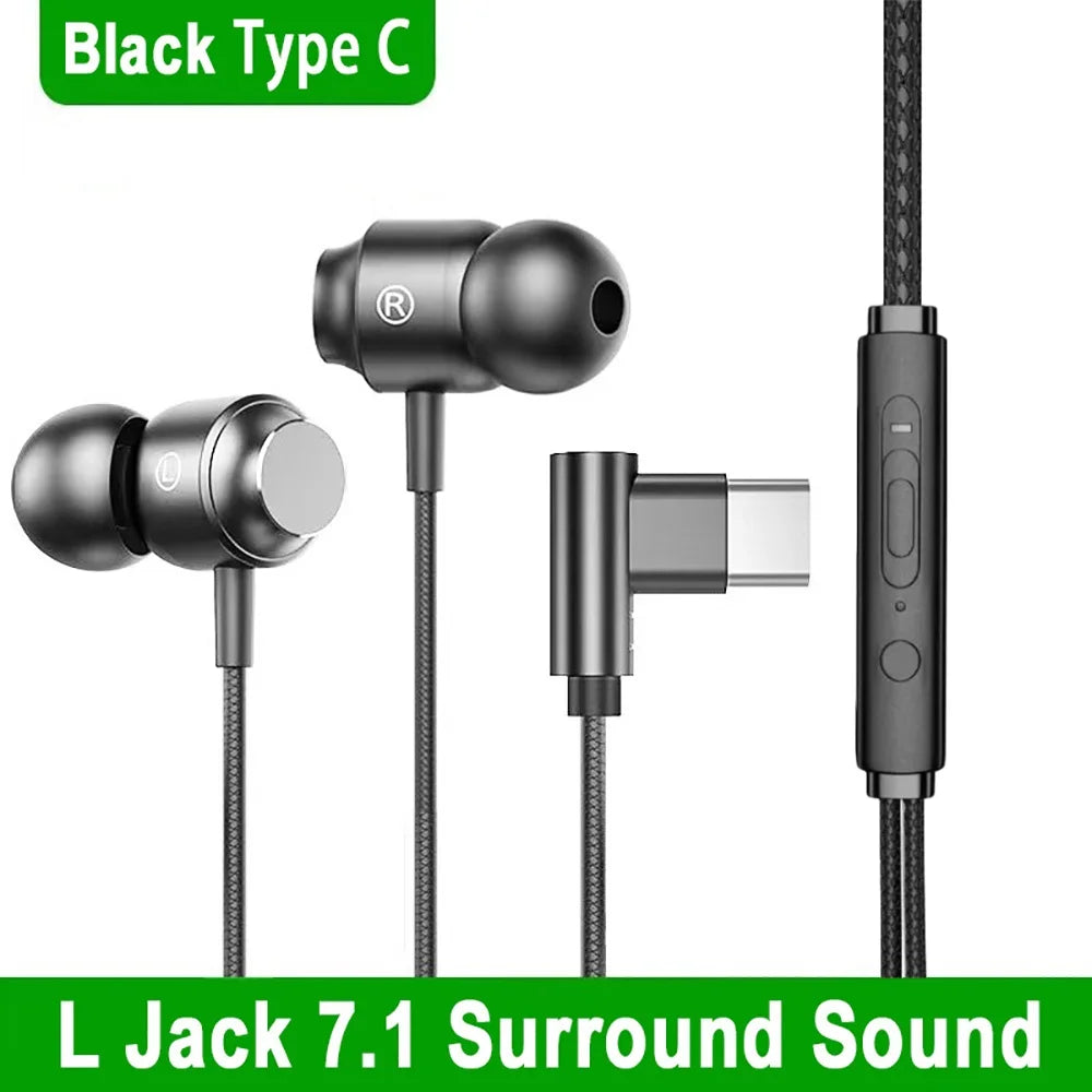 Digital Chip Wired Gaming Headset Type C 3.5mm HIFI Heavy Bass In-Ear Headset For iPhone Huawei Xiaomi Noise-cancelling Headset Qme Black Type C