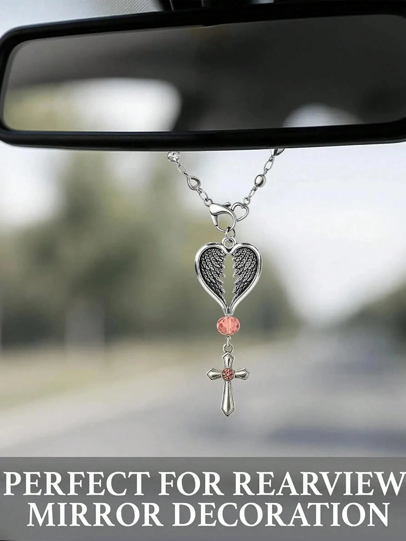 Heart Shaped Cross Steering Wheel Pendant Car Accessories Elegant Qme