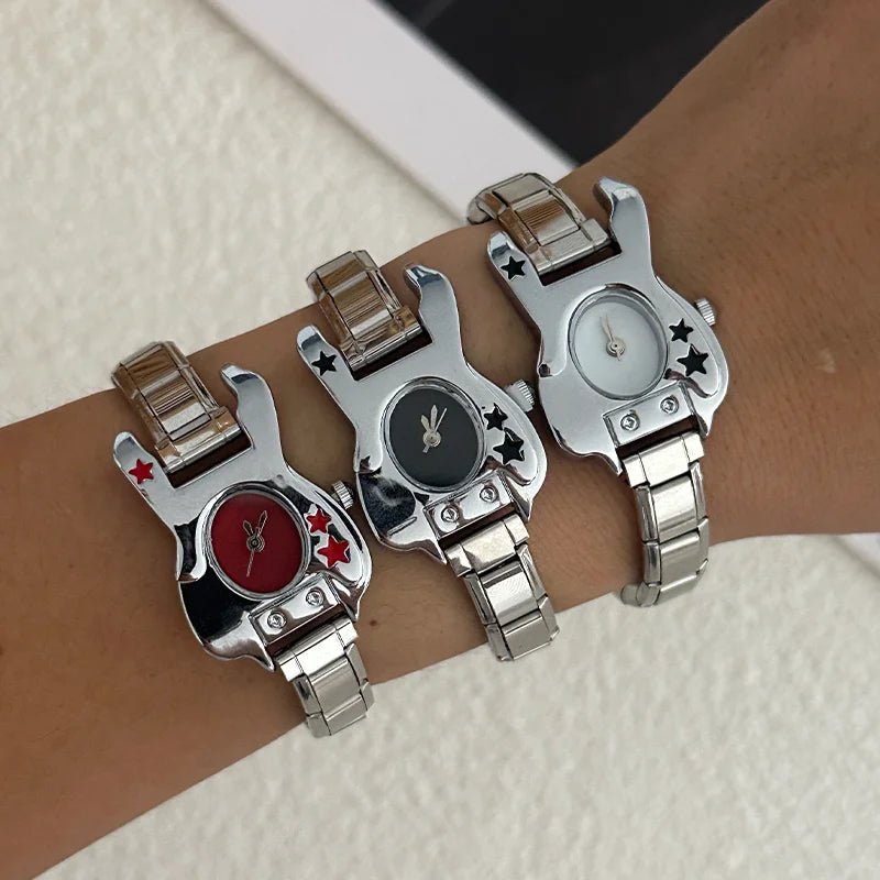 Wholesale Guitar Shape Stainless Steel Men's Women Watch Bracelet Fit 9MM DIY Italian Charm Watch Head Jewelry Gift Dropshipping Qme