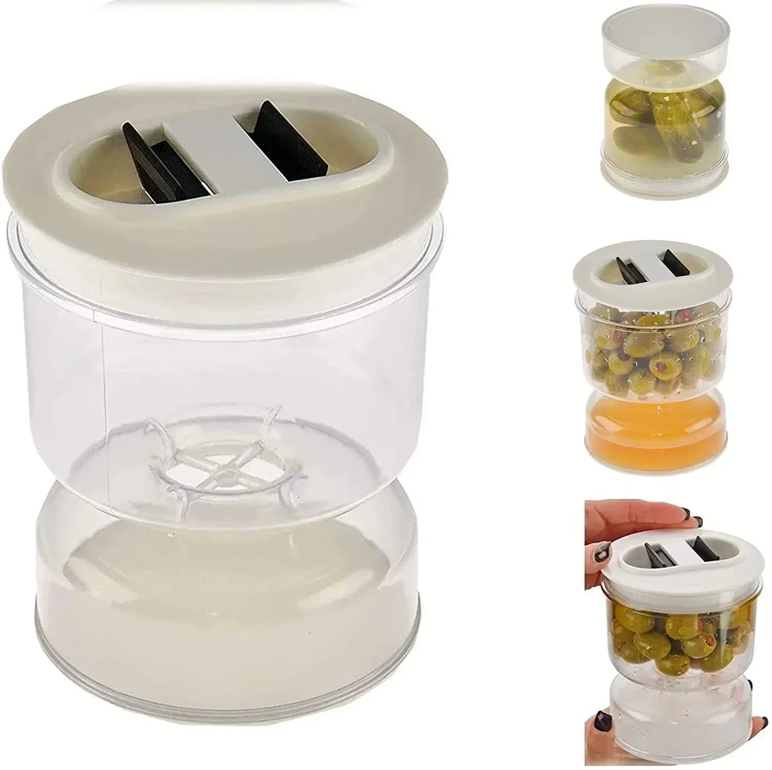Sealed Jar Pickle Home Wet Dry Separation Flip Container Strainer Qme