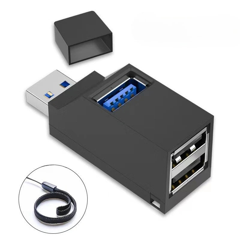 4pcs USB 3.0 Hub 3 Ports High Speed Portable USB Splitter Multi-Interface Expansion Dock Plug and Play USB Hub for Laptop PC Qme USB3.0 Black