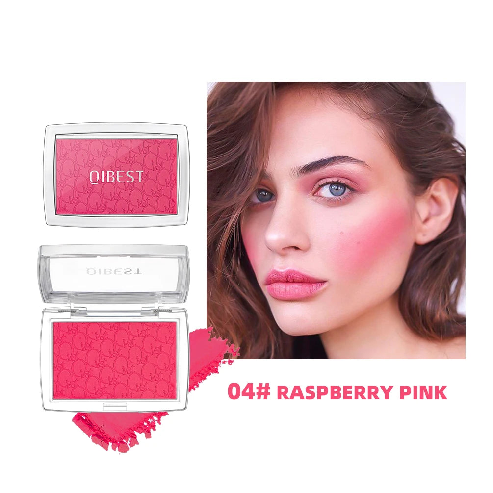 QIBEST New Embossed Blush Peach Pink Orange Tint Makeup Blush Palette Cheek Contour Rouge Long-lasting Face Brightens Blusher Qme 04