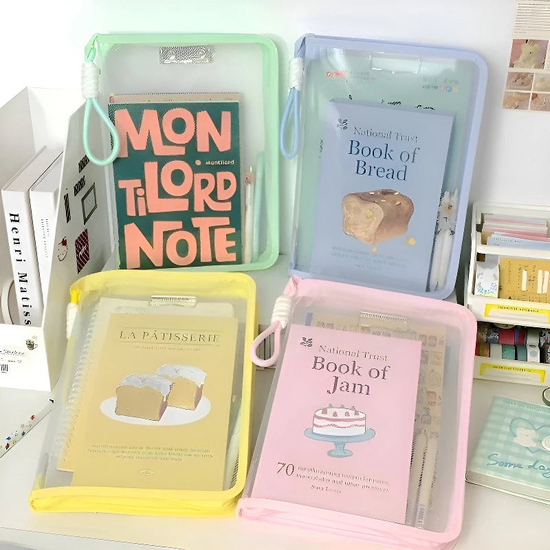 Portable File Folder Case Storage Organizer Bags Transparent Handle Qme