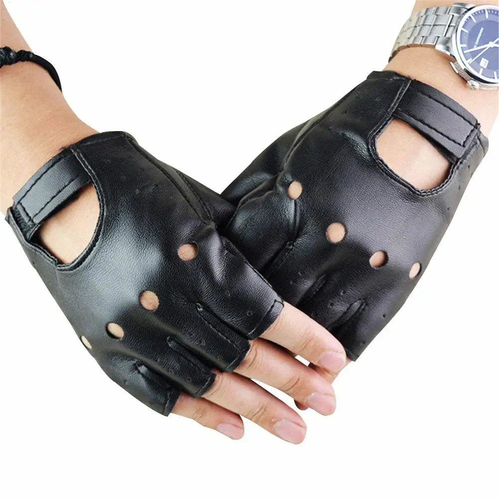 Punk Gloves Men Gothic Costume Fingerless Gloves for Women Breathable Accessories Fashion Outfits for Cycling Gym Dance Fitness Qme