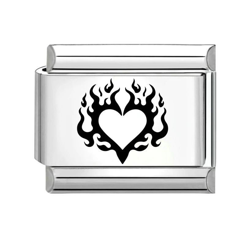 2026 Design Planet Stars Heart Laser Engraving Italian Charm Links