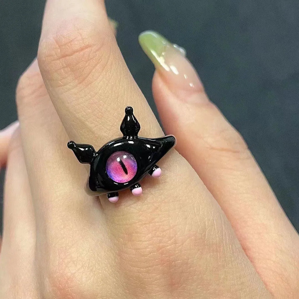 Funny Big eye little Monster Open Rings Women Cartoon Cute Cat Resin Finger Ring Y2K Fashion Couple Friends Jewelry Gifts Qme 8 China Mainland resizable
