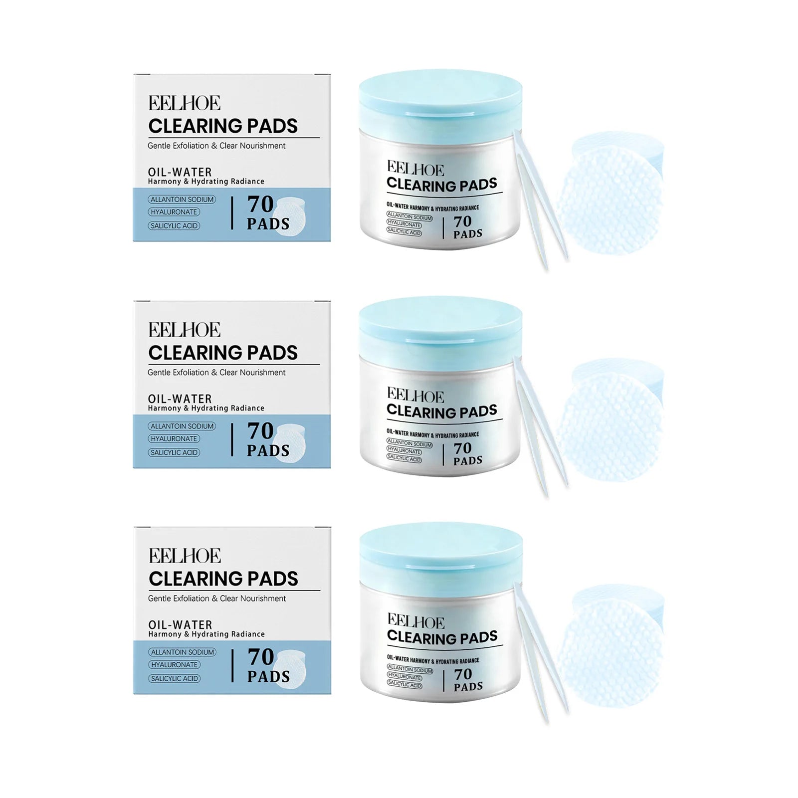 Salicylic Acid Cotton Pads Exfoliating Pore Cleansing Soothing Oil Control Acne Treatment Facial Daily Toner Pads with Tweezers Qme 3 Sets