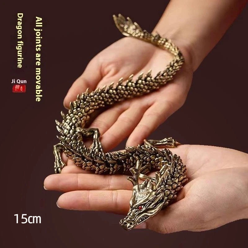 Moveable Body Joints Antique Alloy Lucky Dragon Desktop Office Crafts Qme A6