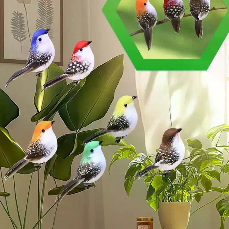 3/6Pcs 3D Fake Craft Birds Artificial Foam Feathers Birds Birthday Party Decorations Home Garden Wedding Decoration Qme