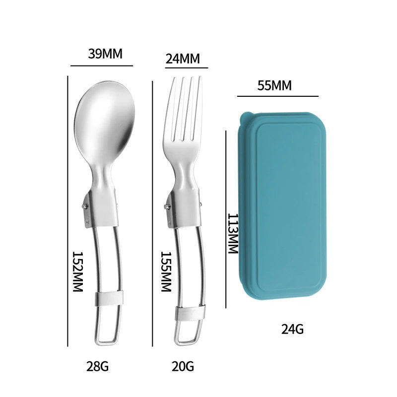 304 Stainless Steel Folding Cutlery Set Knife Fork Spoon Portable For Outdoor Picnics Camping Back To School Student Cutlery Box Qme 2pcs Green