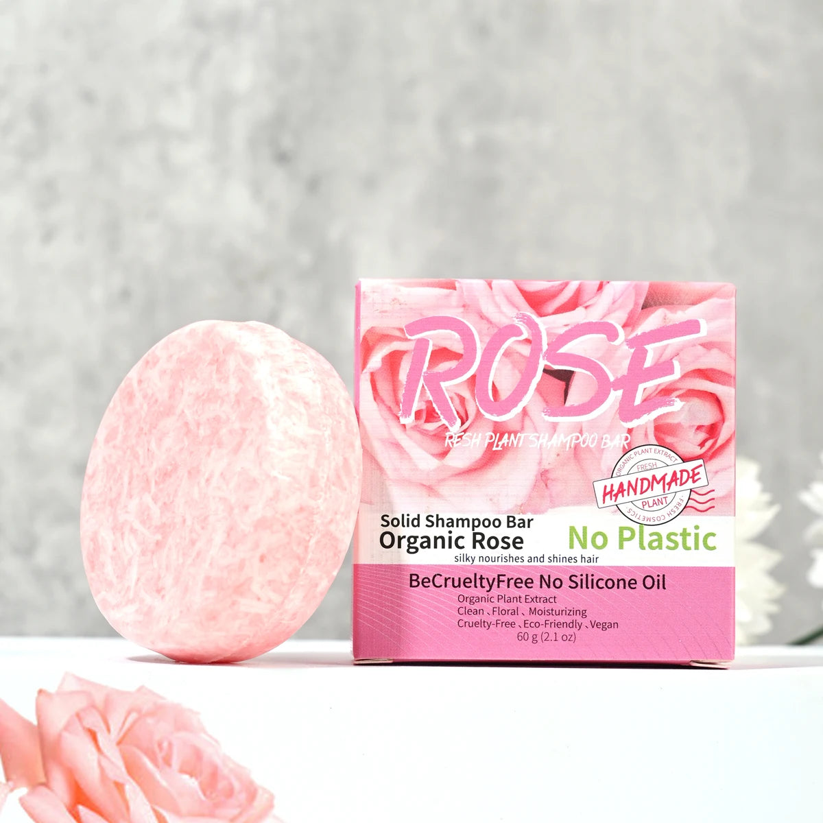 Pink Rose Shampoo Soap Essential Oil Handmade Nourishing Controlling Qme