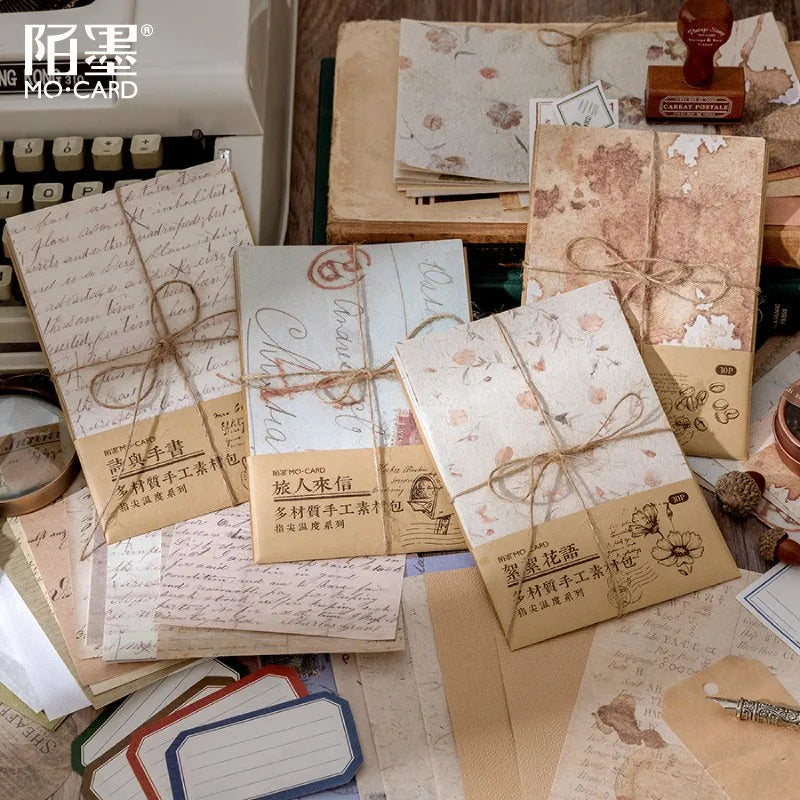 30 pcs/lot Vintage Background paper Diy Scrapbooking material paper Decorative Labels junk journal Stationery supplies Qme