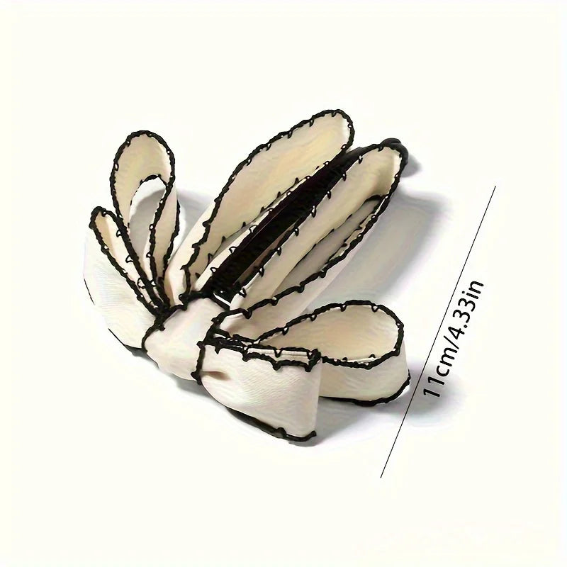 Banana Clip - Ribbon Bow Korean Style Hair Clip for Women and Girls - Resin and Fabric Hair Clip with Classic Bow Design Qme