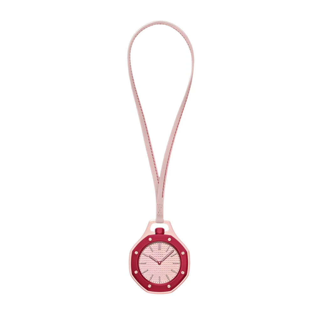 Octagonal Pocket Watch Necklace with PU Leather Lanyard Casual Hanging Watch Quartz Movement Candy Color Fashion Pendant Watches Qme Pink