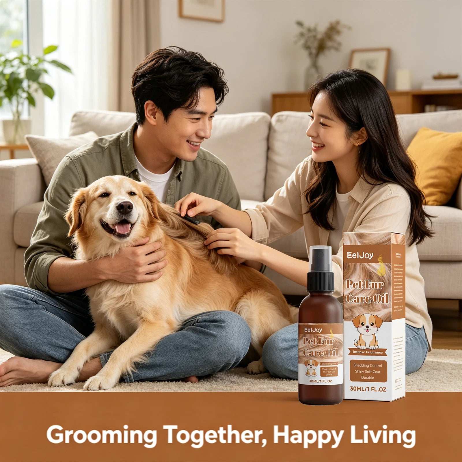 Pet Fur Care Oil Spray Moisturizing Fluffy & Smoothing Hair Reduce Knotting Anti-Shedding Grooming Gentle Pet Coat Conditioner Qme