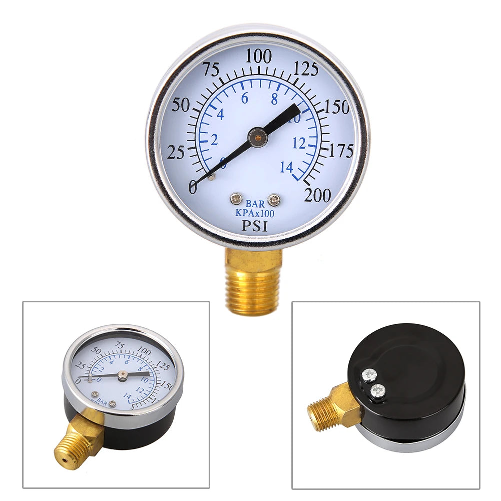 70mm Air Compressor Dual Scale Dial 200 PSI Pneumatic Hydraulic Fluid Pressure Gauge 1/4 NPT Bottom Mount for Air Gas Water Fuel Qme
