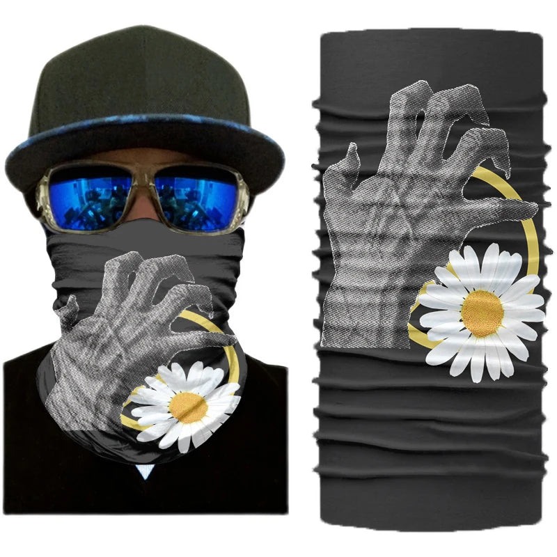 Fashion Daisy Series Headscarf Ladies Outdoor Sweat-wiping Dust-proof Qme