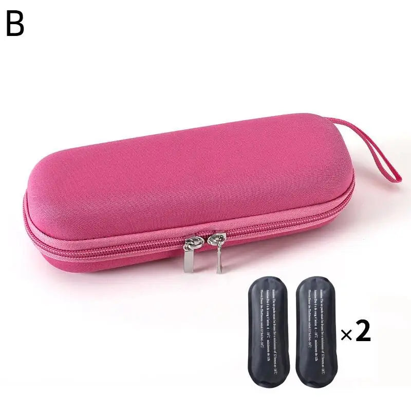 Insulin Cooler Travel Case Waterproof Cooling Bag Thermometer Display Qme Pink B