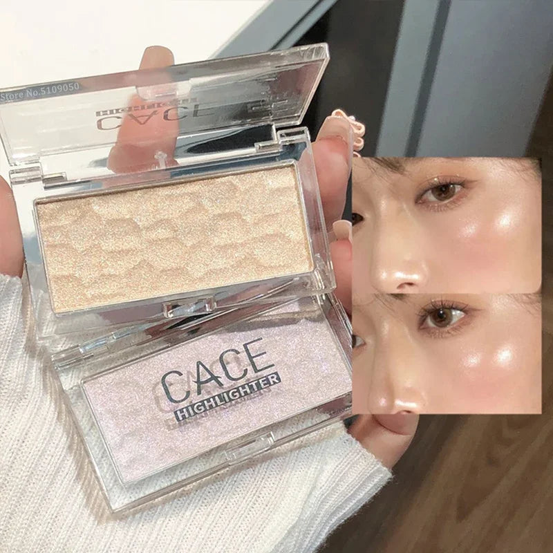 Champagne Gold Wave Highlighter Palette Monochrome Pink Glitter Rouge Powder Natural Three-dimensional Brighten Face Contouring Qme