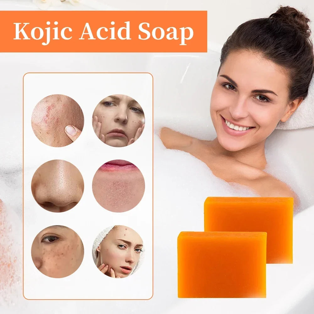 Handmade Kojic Acid Soap Natural Mild Non-irritating Brightening Skin Exfoliator Body Face Cleansing Whitening Soap Qme