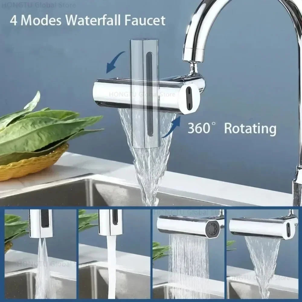 New 4 Modes Waterfall Faucet Aerator Extender Sprayer for Kitchen Sink Tap Waterfall Diffuser Water Saving Nozzle Bubbler Fit Qme