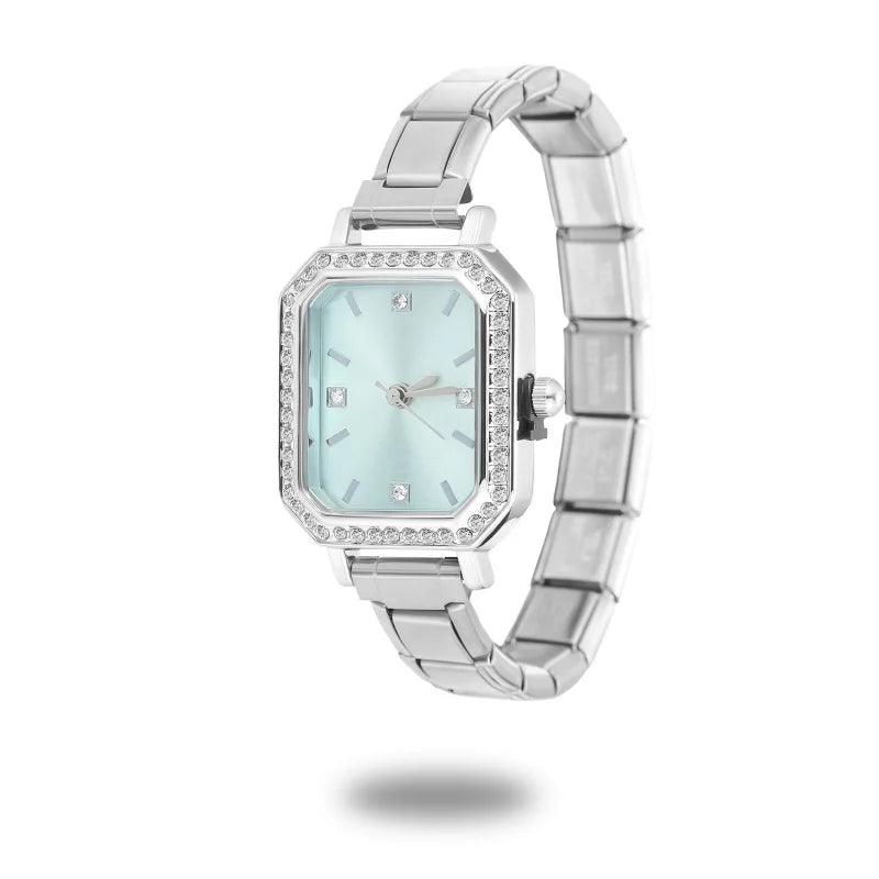 1PC High Quality Men Women's Stainless Steel Oval Square Simple Watch Bracelet Bangle For Friend Birthday Wife Gifts DIY Jewelry Qme S 38
