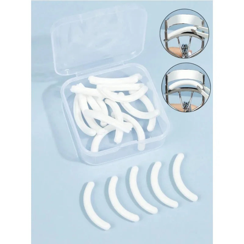 Eyelash Curler Silicone Replacement Pads Clear Storage Box Qme white