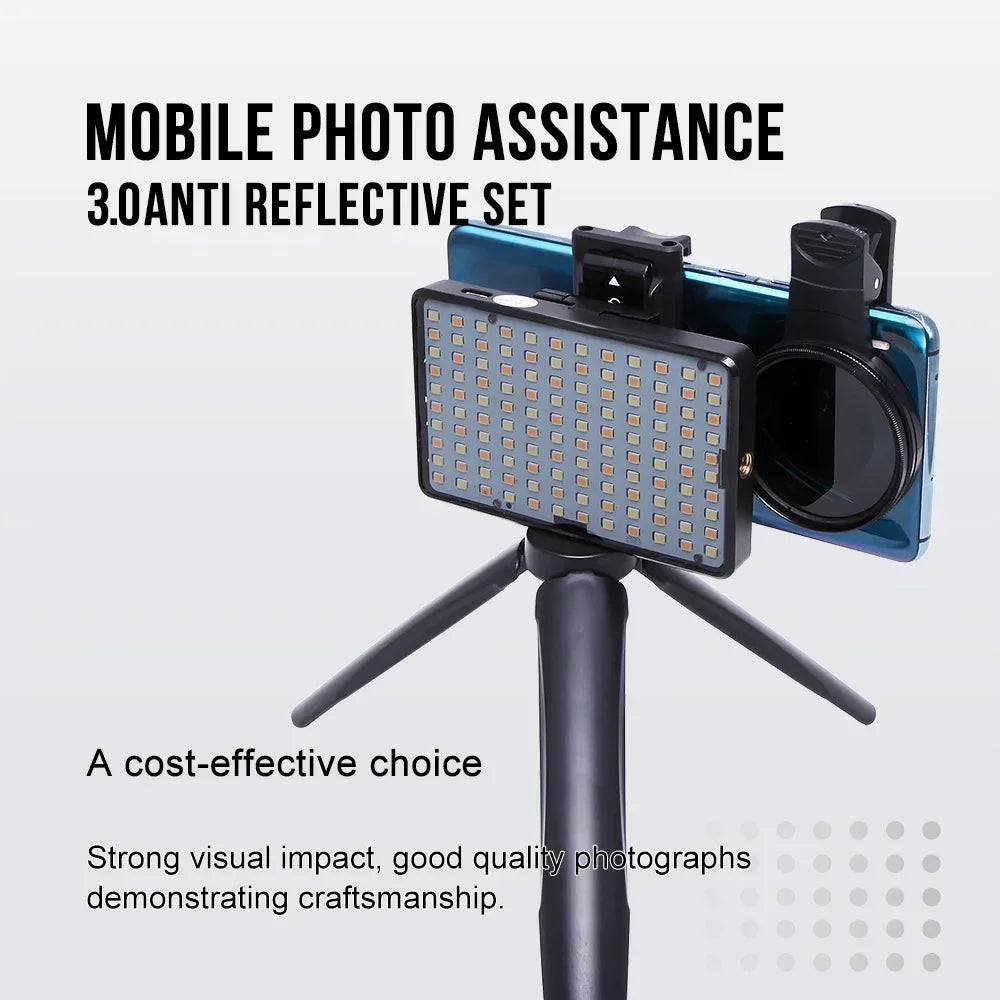 Remove Glare Tattoo Fill Light with 120 LED Beads 52mm Cpl Cellphone Lens Circular Polarizing Filter Tattoo Photography Light Qme