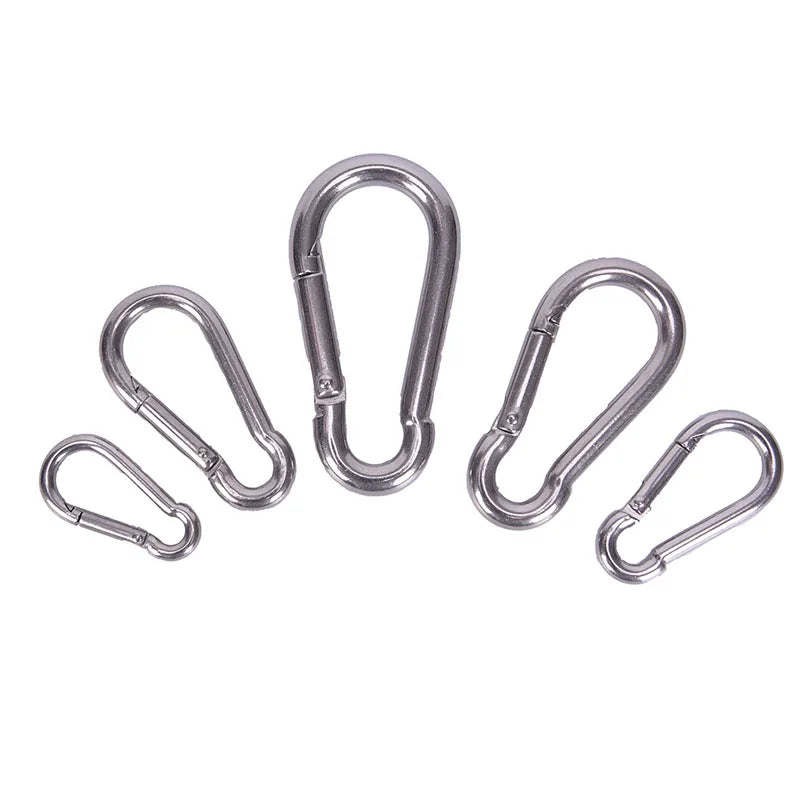 304 Stainless Steel Spring Carabiner Snap Hook Keychain Quick Link Qme