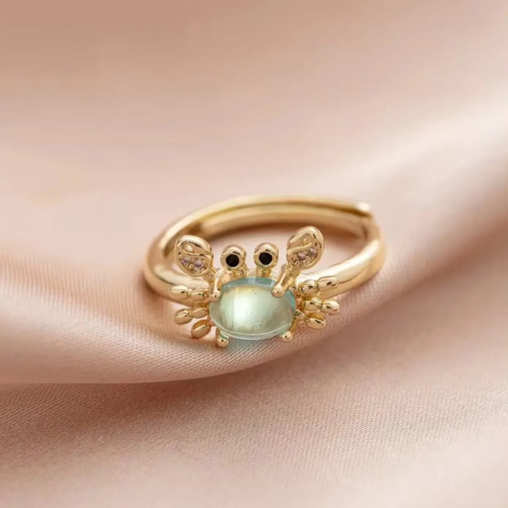 1pcs Exquisite Mini Cute Crab Charm Originality Personalized Ring Women's Simplicity Party Holiday Gift Jewelry Accessories Gift Qme