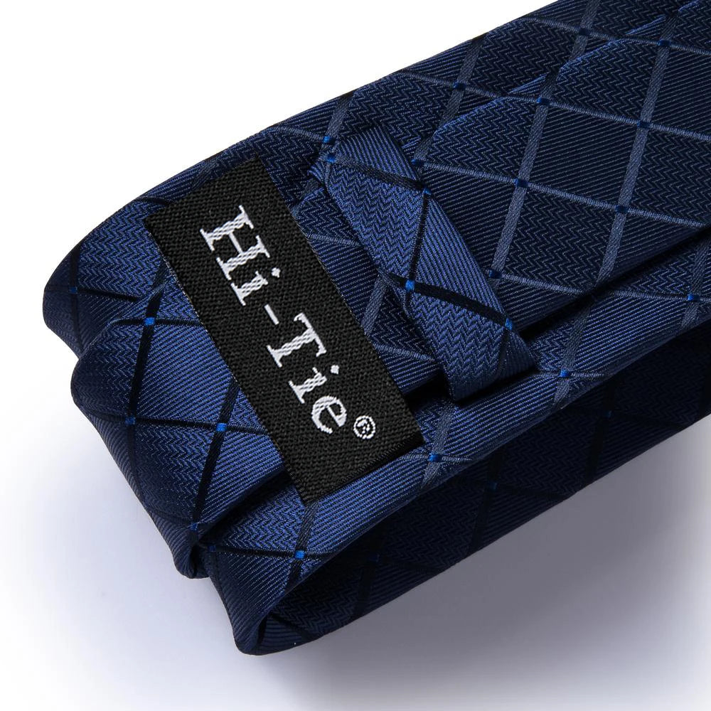 Blue Business Solid Plaid Striped Men's Tie Necktie Ties Men Formal Qme